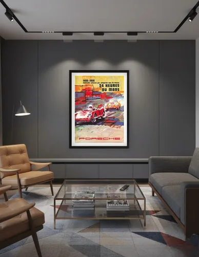 Vista 7 de 24 Hours of Le Mans - 1950-1956 Porsche Victories - Vintage Car Racing Poster c.1957 - Master Art Print (Unframed) 6in x 9in