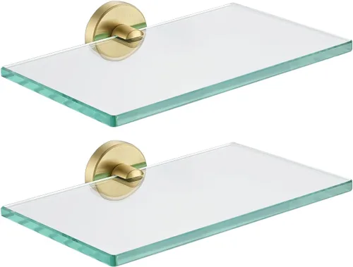 Vista 10 de JQK Pequeños estantes flotantes de vidrio negro, repisas de exhibición de 4 pulgadas para pared, mini decoración, sala de estar, dormitorio, baño
