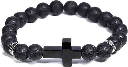 Vista 4 de MILAKOO Pulsera de cuero trenzado para hombres y mujeres, ajustable, color negro y marrón