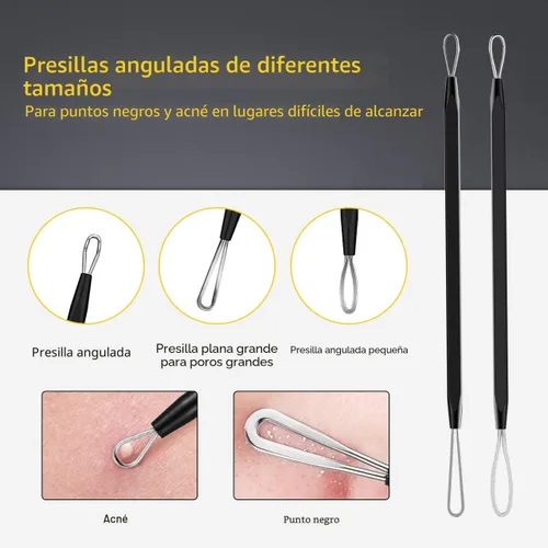 Vista 2 de Boxoyx - Kit de herramientas para reventar espinillas, kit de 10 piezas para eliminar puntos negros, kit extractor de comedones con caja
