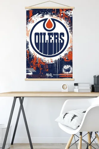 Vista 5 de Trends International NHL Edmonton Oilers - Póster de pared Maximalist Logo 23, 22.37 x 34.00 pulgadas, paquete de impresión premium y colgador