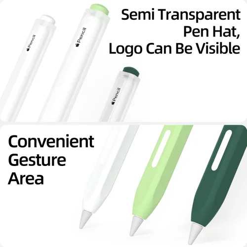 Vista 4 de Paquete de 3 estuches para lápices, compatibles con Apple Pencil Pro/2ª generación, funda de silicona translúcida, carga magnética.