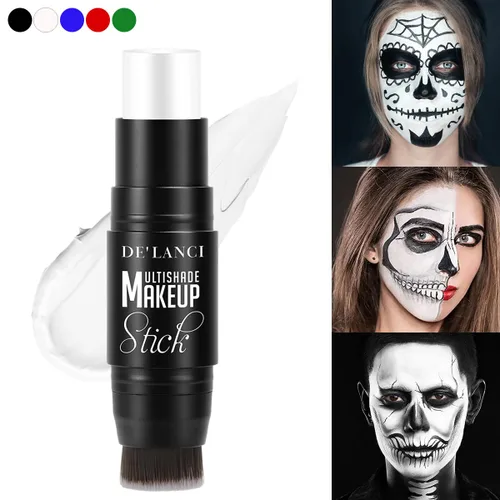 Vista 4 de Pintura facial blanca, pintura corporal crema a base de aceite con pincel Blanco