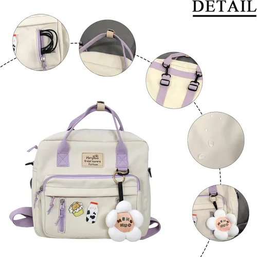 Vista 4 de Extolove Linda bolsa de mensajero, mochila kawaii, bolsa cruzada japonesa bolsa estética bolsa Ita bolsa con accesorios Kawaii