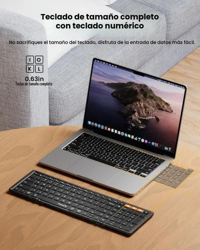 Vista 7 de ProtoArc XK01 Plus Teclado plegable retroiluminado, 105 teclas de tamaño Negro
