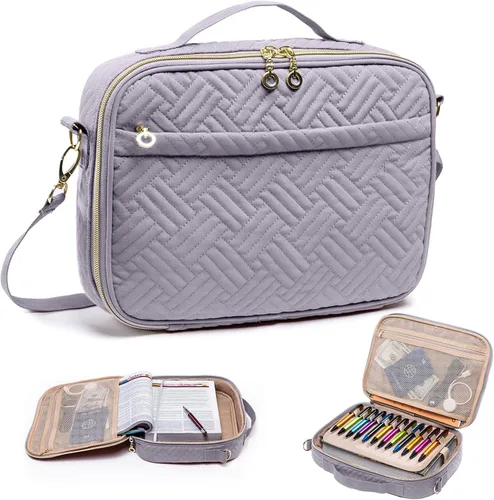 Vista 13 de Elegante funda para la Biblia de IMAGINING para mujer, funda para Biblia con asas y bolsas, gran regalo y protector de libros