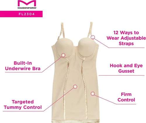 Vista 3 de Womens Convertible Slip With Built In Bra & Anti-Static Fajas Shapewear FL2304