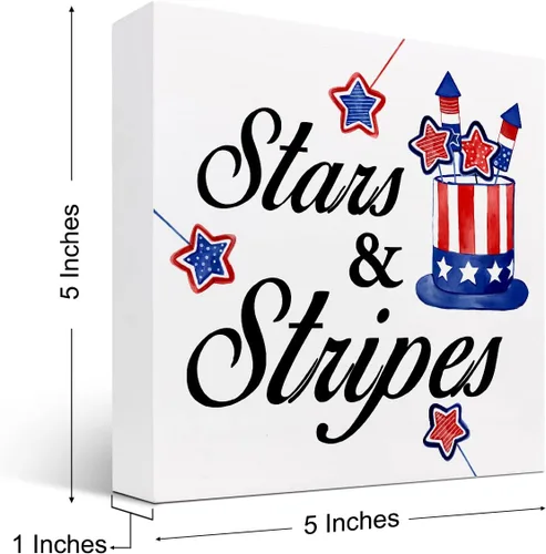 Vista 2 de z-crange Letrero patriótico de madera con diseño de estrellas y rayas para el Día de la Independencia, divertido cartel de madera del 4 de julio