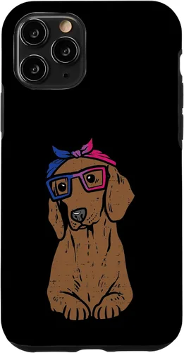 Vista 10 de Funda para iPhone 14 con diseño de perro salchicha LGBTQ con bandera bisexual y orgullo gay