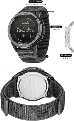 Vista 2 de Reloj táctico para hombre, relojes militares para hombre, ligero de fibra de carbono, reloj deportivo digital para hombre con brújula, podómetro