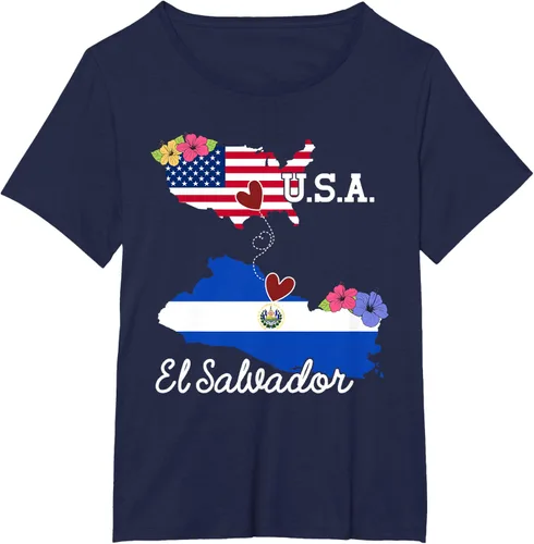 Vista 9 de Camiseta con la bandera salvadoreña de El Salvador de Estados Unidos para mujeres y hombres