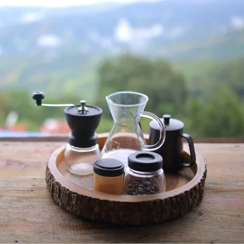 Vista 4 de Molinillo de café manual Mixpresso, molinillo de especias manual, frascos de vidrio, rebaba de cerámica, molienda ajustable, fácil de limpiar