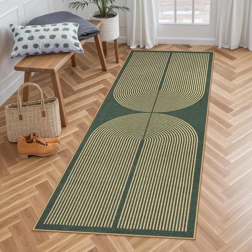 Vista 9 de Lahome Tapetes geométricos para puerta de interior para entrada, alfombra antideslizante lavable de 2 x 3 negro / neutro
