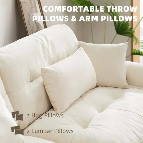 Vista 5 de Sofá Seccional Modular Extragrande de 93.7 pulgadas, Sofá de Dos Plazas Cloud Couch con Almohadas y Cojín Extra Grueso para Sala de Estar, Cine