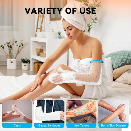 Vista 3 de Fundas de fundición para brazo de ducha, 100% impermeables, fundas de brazo para ducha para adultos, brazo de ducha fundido reutilizable, protector