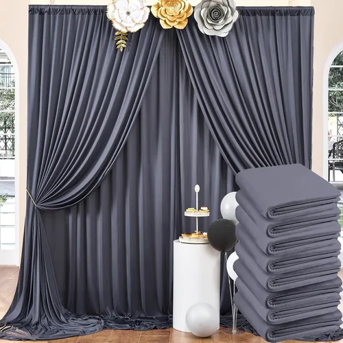 Vista 86 de Cortinas de fondo negras negras sin arrugas para fiestas, cortinas de tela gruesa para telón de fondo de fotos para cumpleaños, bodas, baby shower