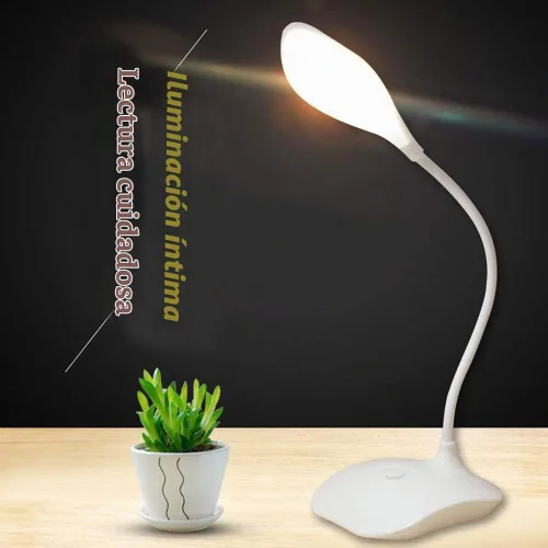 Vista 2 de Lámpara LED de mesa, portátil, con protección ocular, con cuello de cisne flexible, luces de escritorio pequeñas para dormitorio, estudio, oficina