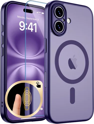 Vista 399 de zapica Funda magnética para iPhone Air, con protector de pantalla de vidrio templado, compatible con MagSafe, translúcida mate, a prueba de golpes