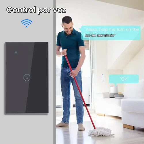 Vista 2 de BSEED - Interruptor de luz inteligente, interruptor táctil WiFi de 1 vía con control de aplicación Smart Life y función de temporización