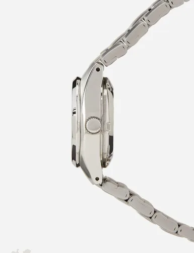 Vista 3 de SEIKO Reloj automático de acero inoxidable con esfera plateada SYMC07 5 para mujer, Azul, Correa