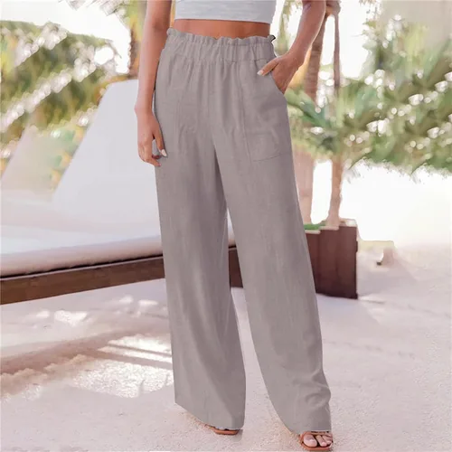 Vista 2 de Sweatpants Women Petite Length Womens Lotu Leaf High Waist Cotton and Pants Casual Wide Leg Loose Pants