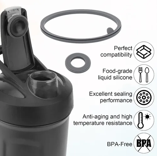 Vista 3 de 8 piezas de repuesto de junta de tapa para botella de licuadora, Strada Flip Shaker Cup Water Bottle Parts Accesorios, anillo de sello de silicona