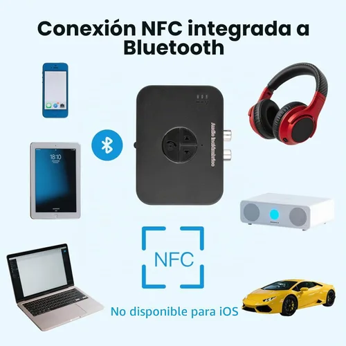 Vista 4 de M2R Bluetooth 5.4 Receptor de audio 0.14 in RCA adaptador Bluetooth para receptor de audio estéreo inalámbrico/unidad flash USB/NFC Conexión de un