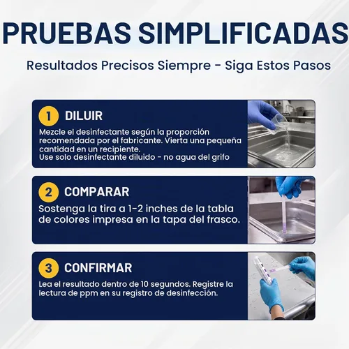 Vista 5 de FryOilSaver Co. Tiras de prueba de cloro, 0-200PPM, 100 tiras desinfectantes 0-200 PPM Testing Range, Precise Bleach Test Strips, For Restaurant