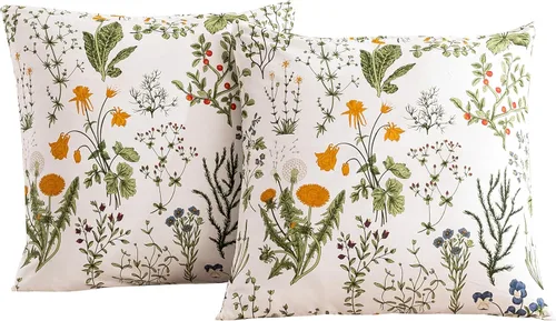 Vista 36 de ECOCOTT Juego de 2 fundas de almohada florales de tamaño estándar, 100% algodón lavado con cierre de sobre, fundas de almohada estampadas de flores