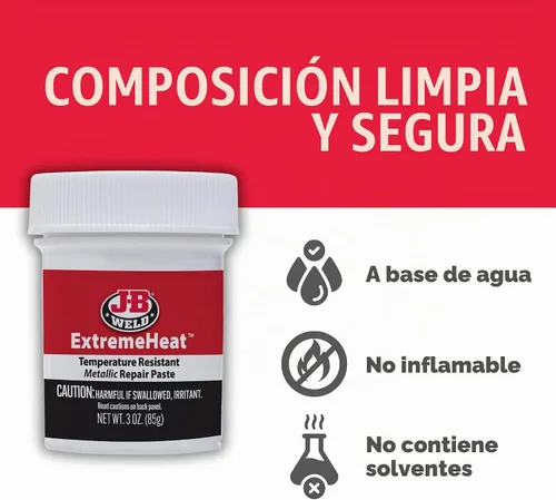 Vista 7 de J-B Weld 37901 ExtremeHeat - Pasta metálica resistente a altas temperaturas, 3 oz