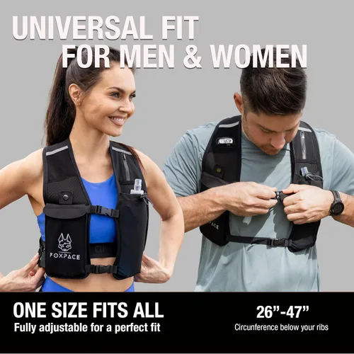 Vista 2 de Chaleco para correr para mujeres y hombres – Chaleco de hidratación – Mochila ajustable transpirable para senderismo maratón – Bolsillo impermeable
