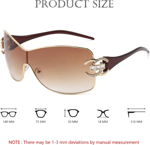 Vista 7 de Wrap Around Y2K Sunglasses for Women Men Fashion Large Frame One-piece Shades Trendy Shield Design Gradient Lens
