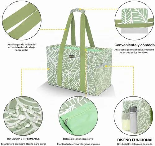 Vista 6 de BALEINE Suave bolsa de 9 galones extra grande, bolsa de almacenamiento plegable reutilizable (follaje antiguo)