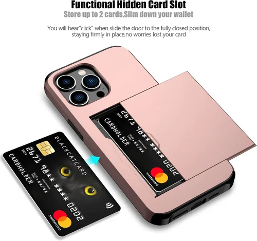Vista 119 de Nvollnoe - Funda para iPhone 14 con tarjetero [tienda de 5 tarjetas] Negro - Almacenamiento más grande