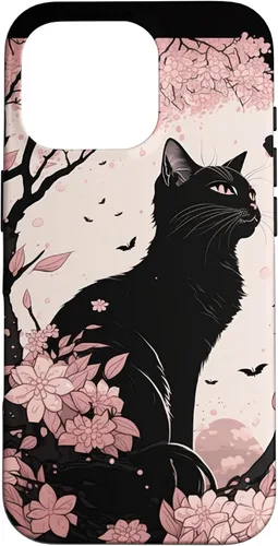 Vista 20 de Cute Pink Japanese Cherry Blossom Cat Aesthetic Case for iPhone 16