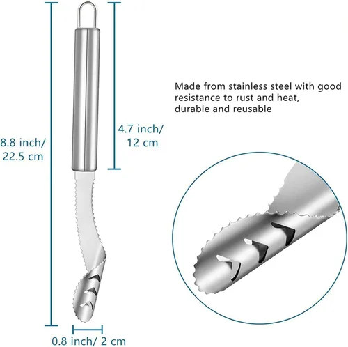 Vista 6 de Removedor de semillas de pimienta con paño de limpieza, removedor de semillas de frutas de acero inoxidable 304 con dientes dentados, herramienta