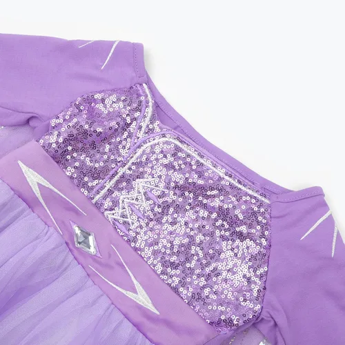 Vista 3 de Ohlover Disfraz de princesa con lentejuelas para niñas pequeñas fiesta de nieve disfraz de Halloween