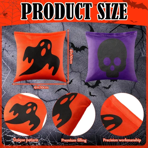Vista 2 de Ceenna 12 bolsas de frijoles de Acción de Gracias, Halloween, calabaza, Cornhole, bolsas para lanzar juegos de Navidad, bolsas de frijoles de maíz