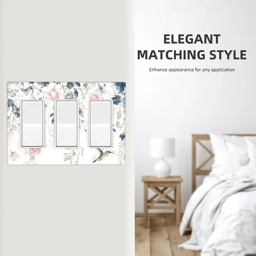 Vista 24 de Decorative Outlet Covers Blue Background White Cat Daisy Floral 2-Gang 1-Gang Wall Plate Single Toggle/Rocker Farmhouse Style Light Switch Covers