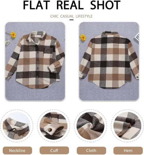Vista 141 de ZOLUCKY Chaqueta de manga larga con botones para mujer, talla grande, blusas