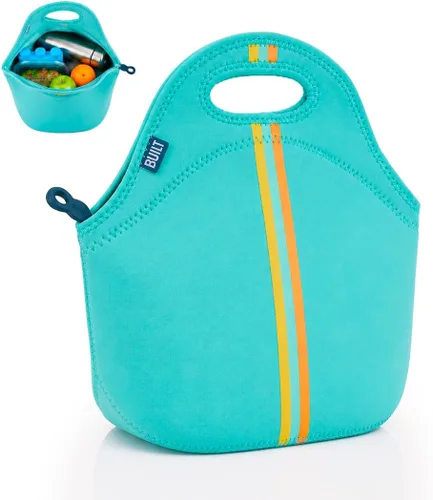 Vista 8 de BUILT Gourmet Getaway Bolsa Tote de Almuerzo de Neopreno Suave Ligera, Aislada y Reutilizable, Talla Única, Negro