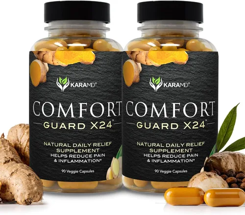 Vista 9 de KaraMD Comfort Guard X24 - Suplemento de apoyo para articulaciones y movimiento, curcumina de cúrcuma, boswellia y jengibre, alivia las molestias