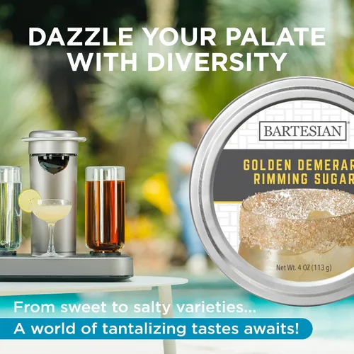 Vista 7 de Bartesian Golden Demerara Sugar Rimmer para Vasos de Cóctel - Guarnición Dulce Saborizada para Bordes de Cócteles de Postre para Vasos de Bar
