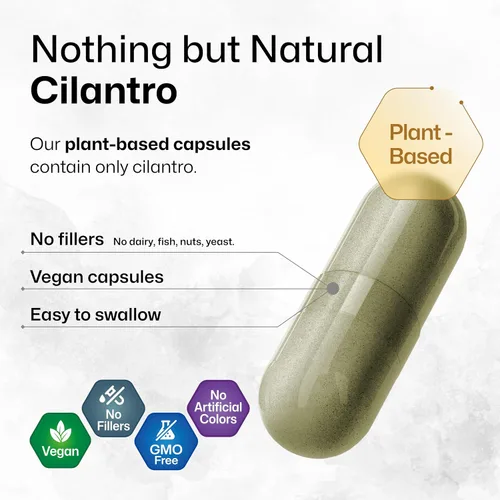 Vista 4 de BIO KRAUTER® Cilantro for Detox Cleanse - Cápsulas veganas de cilantro (polvo de hoja de cilantro) 800 mg por porción - Suplemento natural