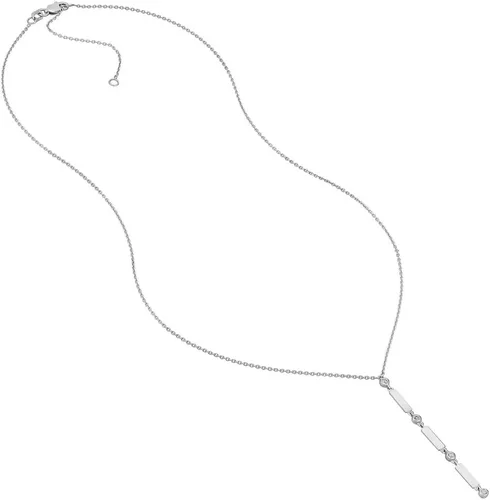 Vista 3 de Collar Lariat de oro blanco de 14 quilates con bisel y barras de diamante Dwt 0.05 Dwt de 18 pulgadas para mujer, Oro Blanco Gema, diamante blanco