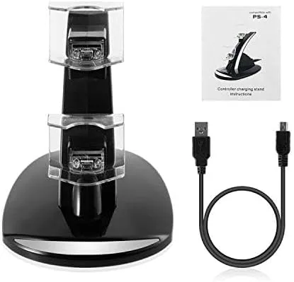 Vista 4 de Megadream Dual USB estación de carga, cargador, para controlador de Playstation 4 PS4 PS4 Pro PS4 Slim