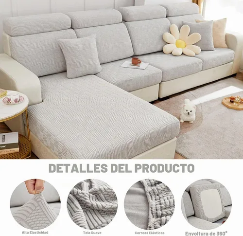 Vista 4 de ele ELEOPTION Fundas de cojín para respaldo de sofá, funda elástica en forma de L, funda seccional para sofá, protector de muebles, forro para sala