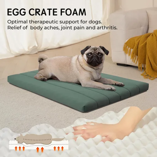 Vista 2 de BALANCE Cama para Jaula de Perro, Colchón Ortopédico para Perro con Forro Impermeable, Tapete Lavable de Espuma para Jaula para Razas de Perros Hoja