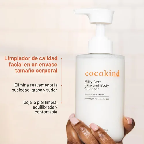 Vista 5 de Cocokind Milky-Soft Limpiador facial y corporal, gel hidratante facial y corporal para pieles sensibles, limpiador suave con ceramidas, sin