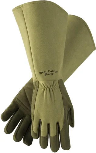 Vista 2 de West County 054R/S Guantelete Rose - Guantes de jardinería pequeños, rubí, con muñeca elástica, dedos reforzados, palma y pulgar